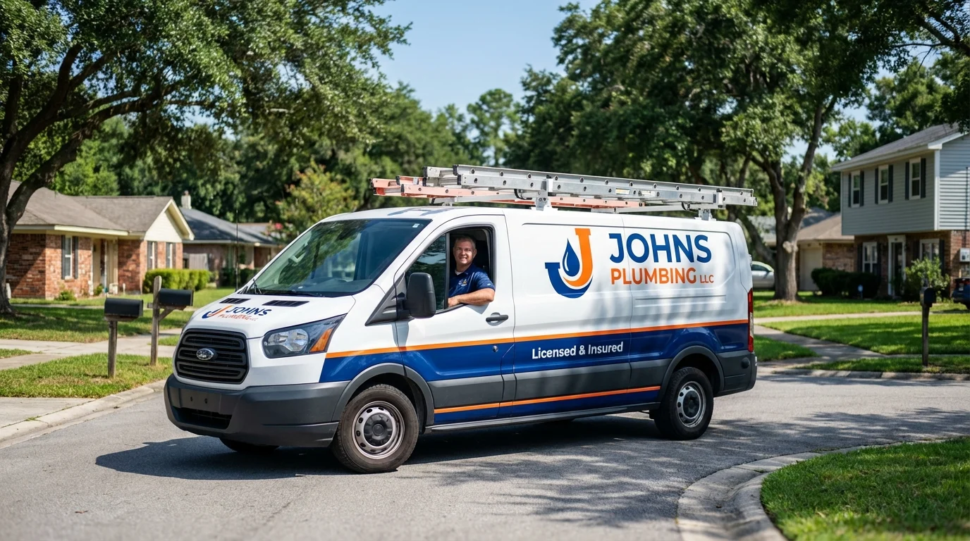 Johns Plumbing LLC service van in Fairchild Air Force Base, WA