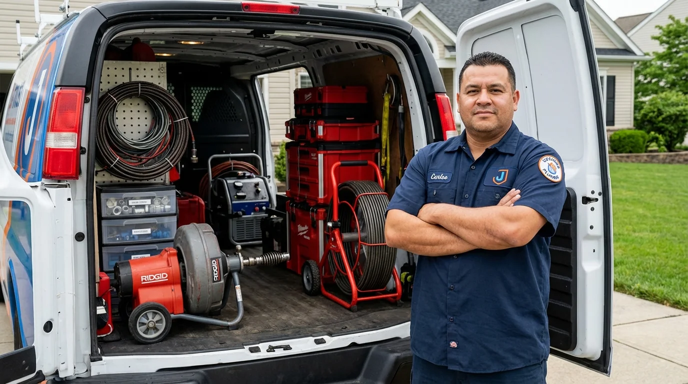 Professional drain cleaning equipment and Johns Plumbing LLC plumber in Fairchild Air Force Base