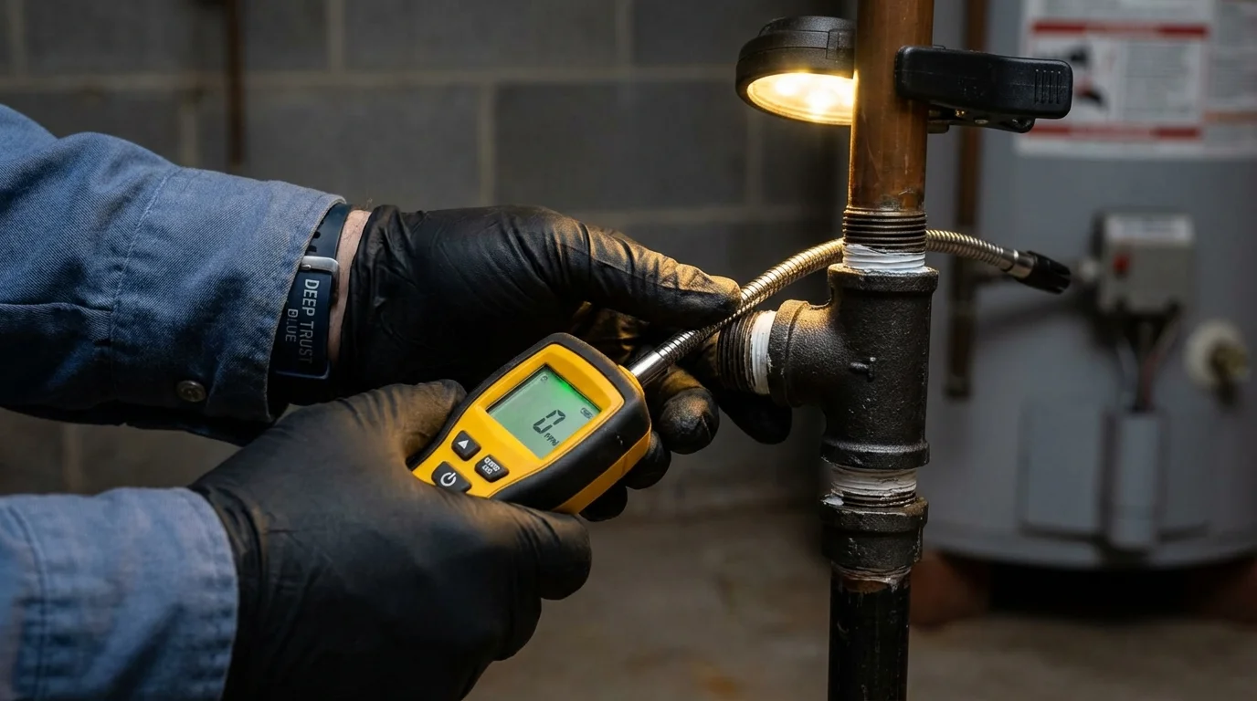 Gas leak detection with electronic sniffer by Johns Plumbing LLC in Fairchild Air Force Base