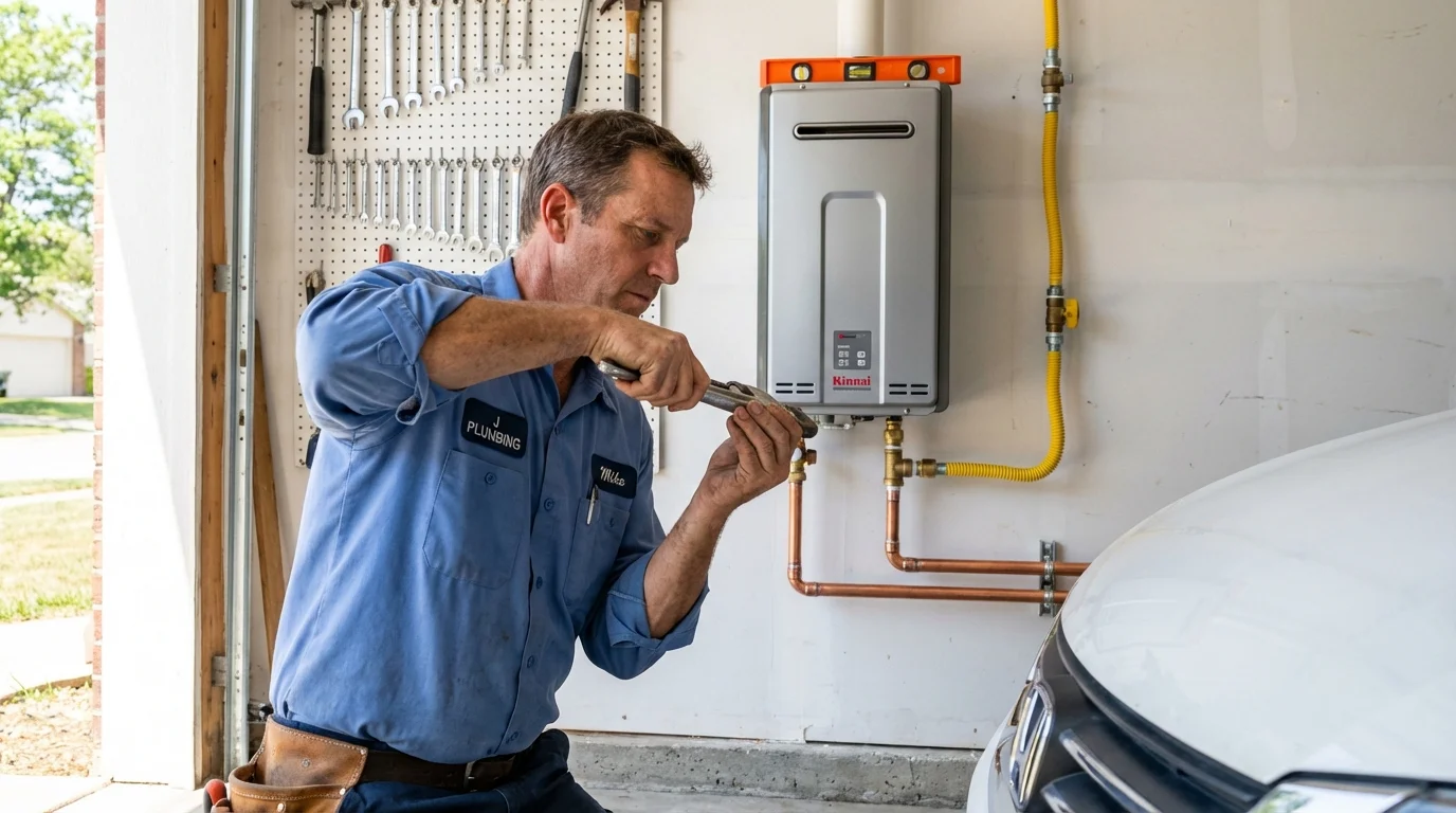 Tankless water heater installation by a Johns Plumbing LLC plumber in Fairchild Air Force Base